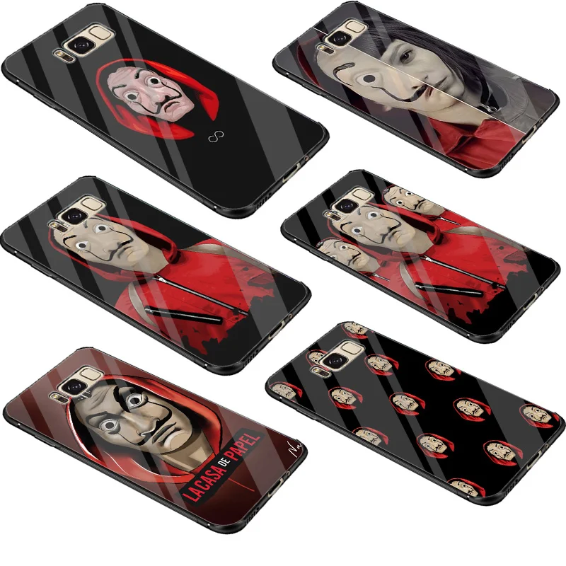 La Casa De Papel Tempered Glass Case Mirror For Samsung Galaxy A10 A20 A30 A40 A50 A60 A70 S7 Edge S8 S9 Plus Note 8 9 S10 Cover |