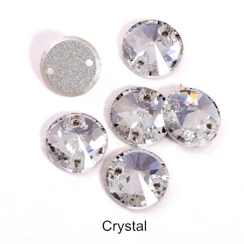 40pcs AAAAA Quality 12mm Round Rivoli Glass Sew On Rhinestones Flatback Crystal Sewing Strass for DIY Wedding Dress B1248 - Цвет: T001-Crystal