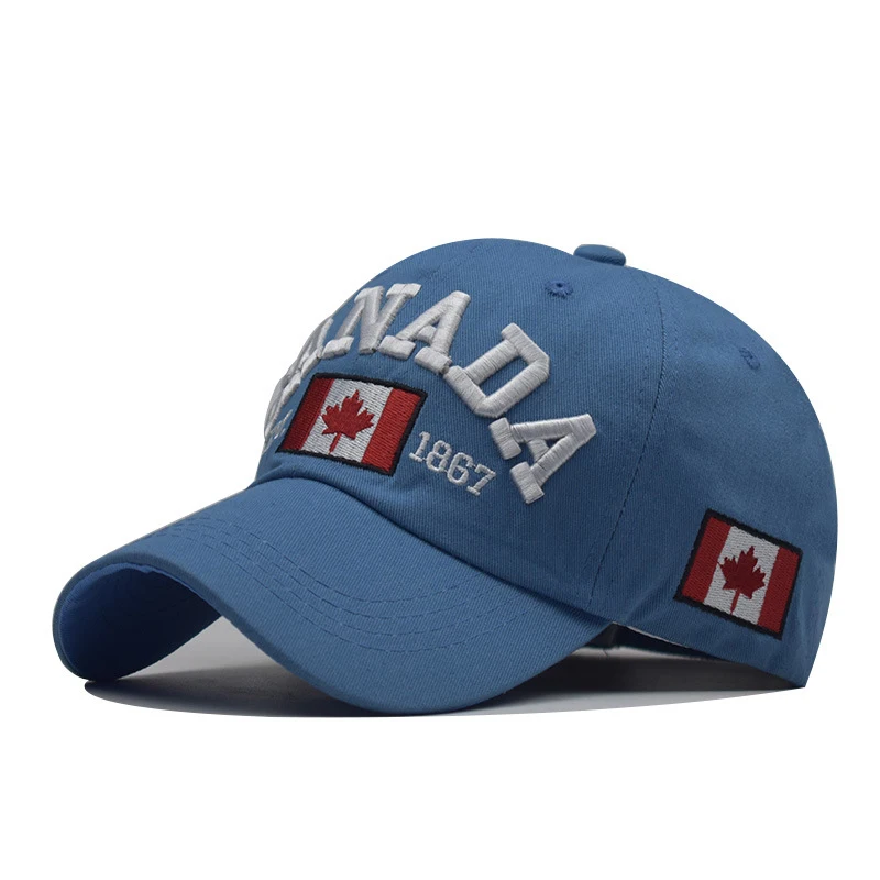 [RoxCober], хлопковая бейсбольная кепка с вышитым флагом Канады, Снэпбэк Кепка для мужчин и женщин, Кепка в стиле хип-хоп - Цвет: Небесно-голубой