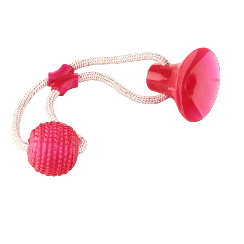 Присоска собака TPR мяч игрушка интерактивная игрушка для активного отдыха собачка Ropeball TugToy Pet Зуб Ropeball Многофункциональная игрушка для питомца молярный укус - Цвет: Красный