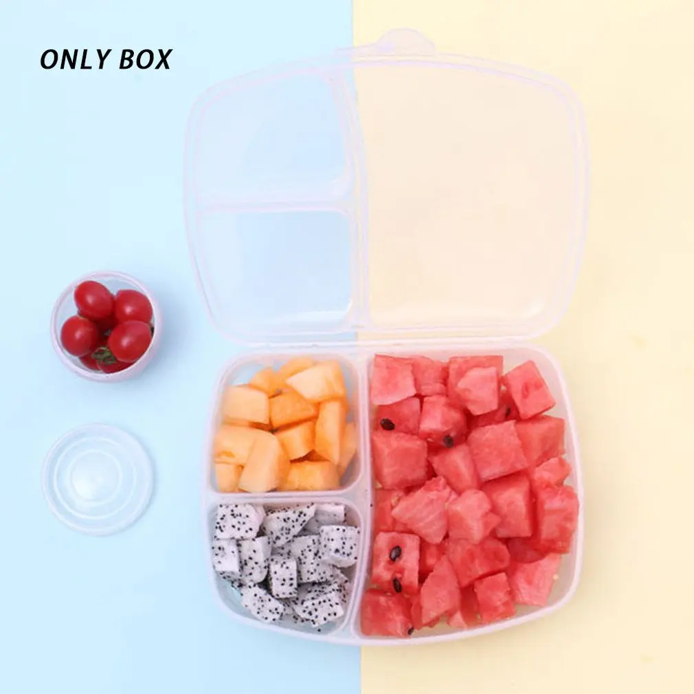 Коробка для хранения фруктового салата Bento прямоугольная пластиковая коробка для ланча герметичная коробка для еды Удобная переносная - Цвет: Белый