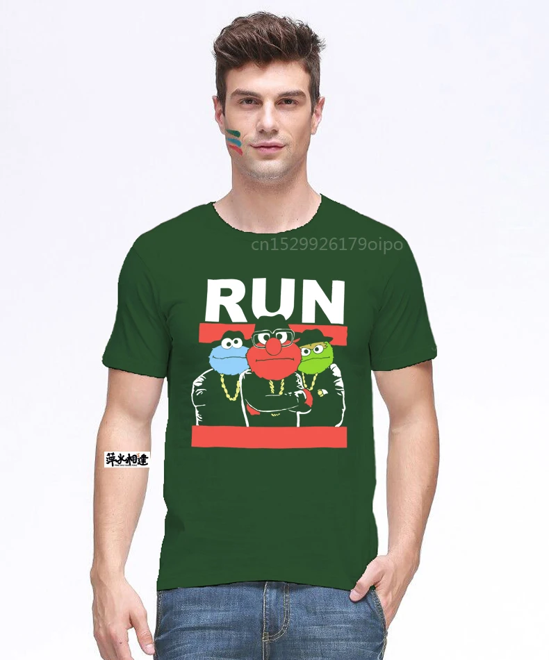 Футболка RUN с АЗС Сезам улица рэп DMC карикатура Оскар групч печенье монстр Элмо