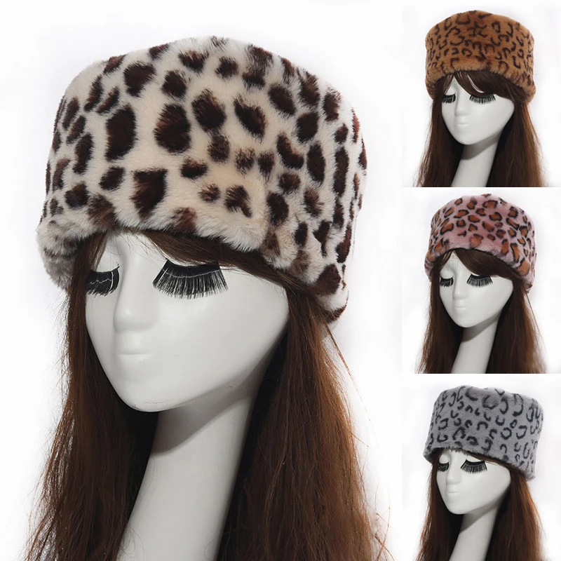 Women Hats Lady Russian Tick Fluffy Imitation Fox Fur Hat Headband Winter Earwarmer Ski Hat Female Hats For Autumn winter