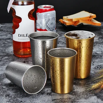 

304 Stainless Steel Coffee Beer Mugs Casual Party Beer Milk Tea Cups Rose Gold Wine Cup Travel Camping Mugs Juice Cup 500ML