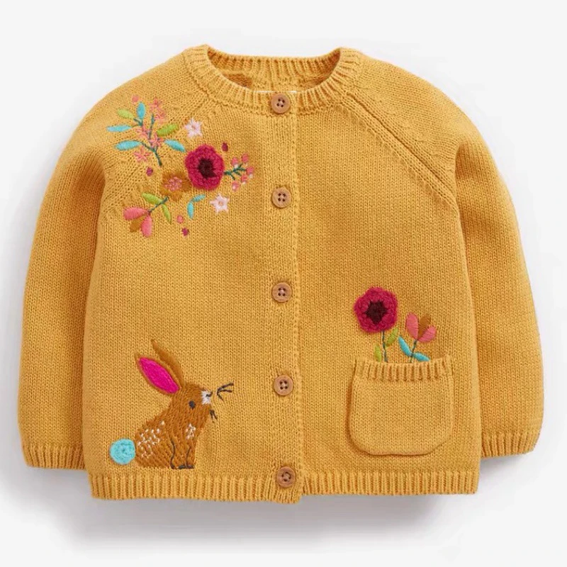 Baby Girls Sweater Spring and Autumn Lovely Rabbit Sweater Cardigan Soft and Comfort Tops for Kids 2-7 year kids sweater