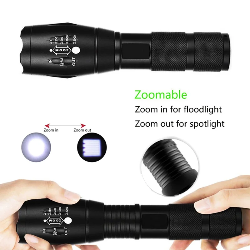 recargable 1 # foco ajustable emergencia Mini USB resistente al agua Linternas LED linterna de mano para acampar al aire libre y caminatas