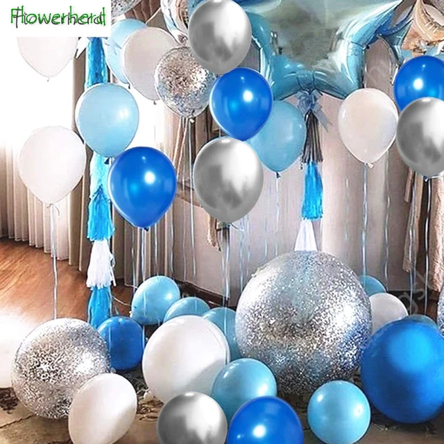 10 pack de globos azules y plateados 5 globos azules metálicos y 5 globos  plateados llenos de confeti fiesta de año nuevo, halloween