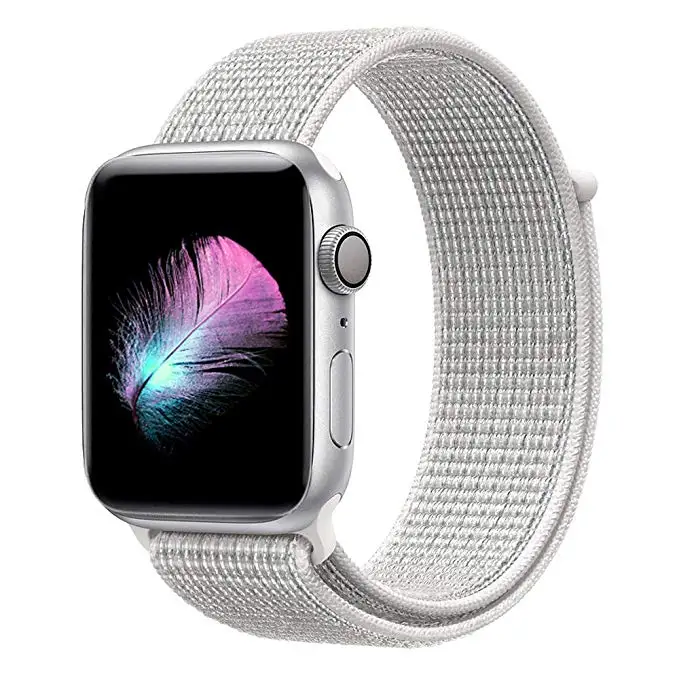 White Ремни для наручных часов Apple Watch 38/40/42/44 мм браслет наручных часов iWatch серия 5 4, версия 1, 2, 3, ремешок из дышащего нейлона, correa спортивный бесшовный smartwatch band - Цвет ремешка: White