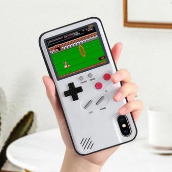

Gameboy Soft Phone Case Cover For iPhone X XR XS Max For iPhone 6 7 8 Plus Color Display 36 Classic Game Console Silicone Cover*