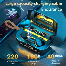 Bluetooth Earphone 5 0 Digital Display TWS Date Week Time Display Fashlight Function 2000mah Charging Box