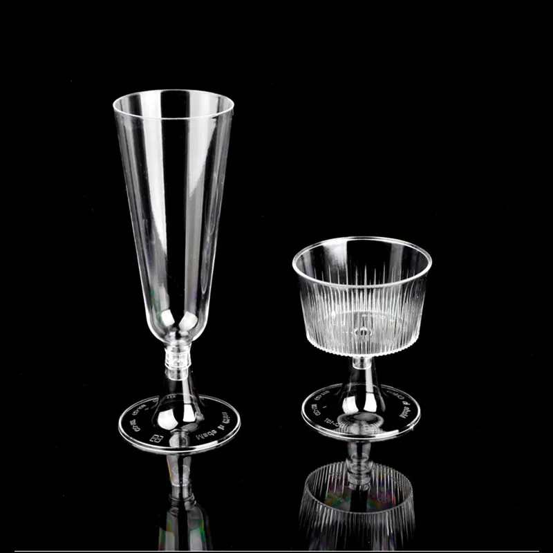 

50pcs Transparent plastic champagne cocktail red wine glass wedding birthday party warming drink cup dessert ice cream cups