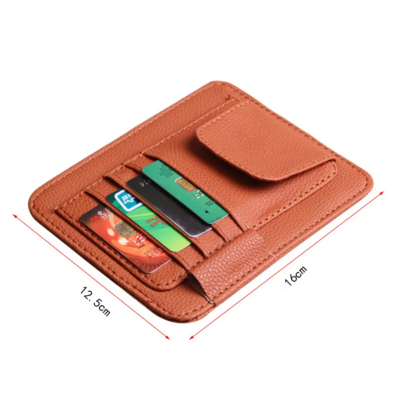 3 Color PU Car ID Storage Pen Bag With Vehicle Sun Visor Sunglasses Eyeglasses Glasses Holder Storage Clip Credit Card Package