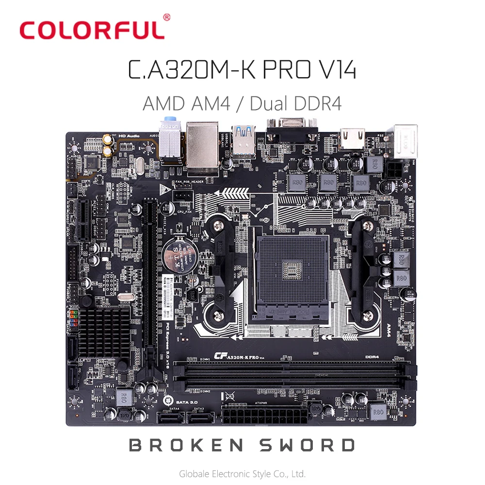 Low Price  Original Colorful Broken Sword C A320M - K PRO V14 Motherboard M - ATX AMD AM4 Interface Dual DDR4 