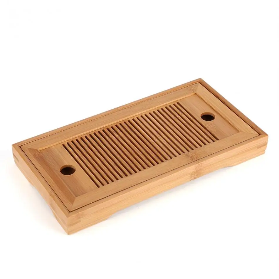 

Bamboo Tea Trays Kung Fu Tea Accessories Tea Tray Table With Drain Rack 27x14x3cm Chinese Tea Serving Tray Set