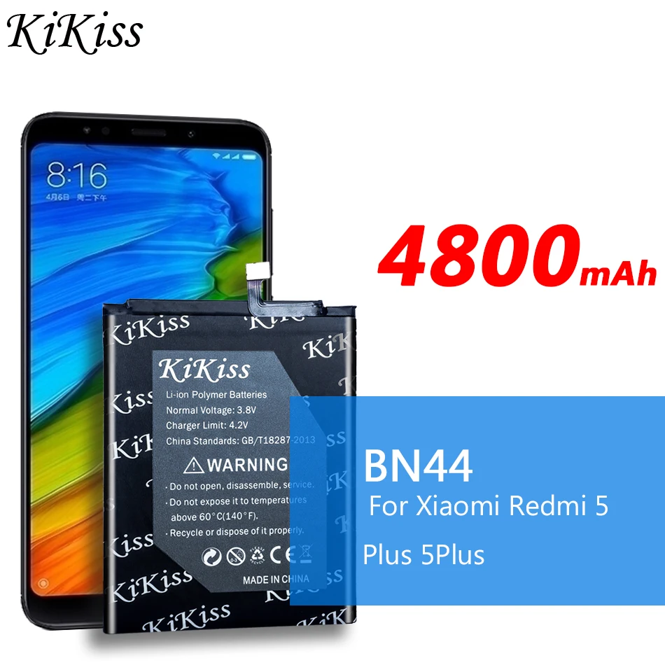 Аккумулятор большой мощности BN44 4800 мАч для Xiaomi Redmi 5 Plus Xiao mi Hongmi бесплатный набор