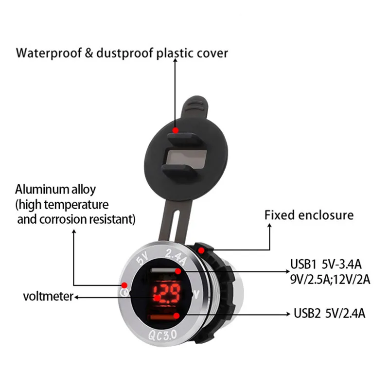 12/24V розетка для автомобильного прикуривателя Разветвитель QC 3,0 Dual USB быстрой Зарядное устройство Мощность разъем адаптера