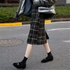 Plus Size High Waist Midi Long Wool Plaid Skirt For Women Winter Warm Wool Elegant Office Lady Vintage Skirt Autumn Maxi Skirts ► Photo 2/6