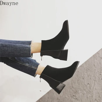 

Autumn thick with short boots female wild 2019 new women's boots stitching Martin boots net red thin boots tide