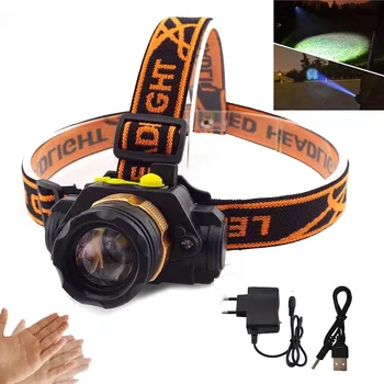 

XPE Q5 Led Headlamp sensor headlight frontal head torches Flashlight rechargeable 18650 Lamp light Night powerful