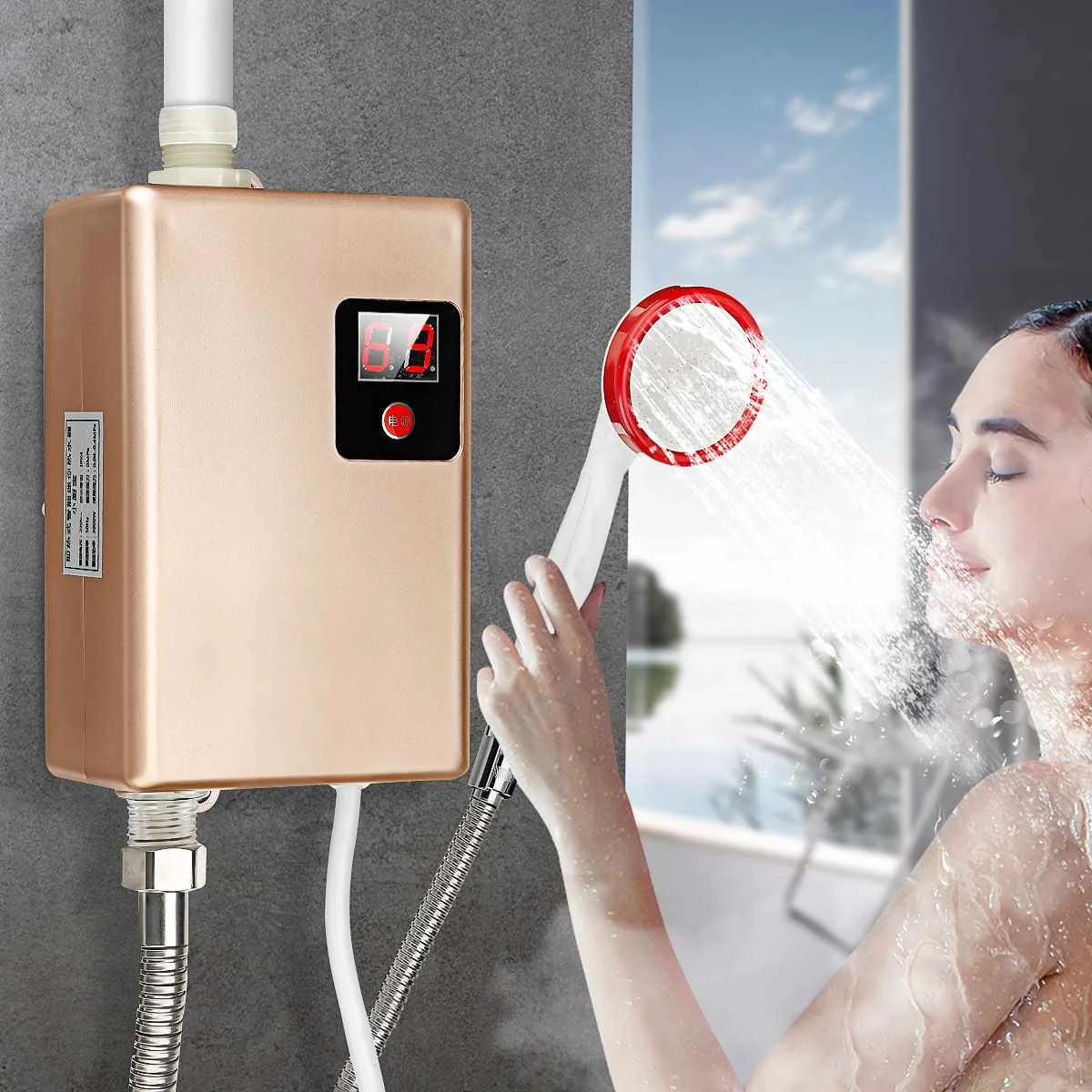 para ducha instantánea rojo accesorio de baño Calentador de agua eléctrico de 6500 W 