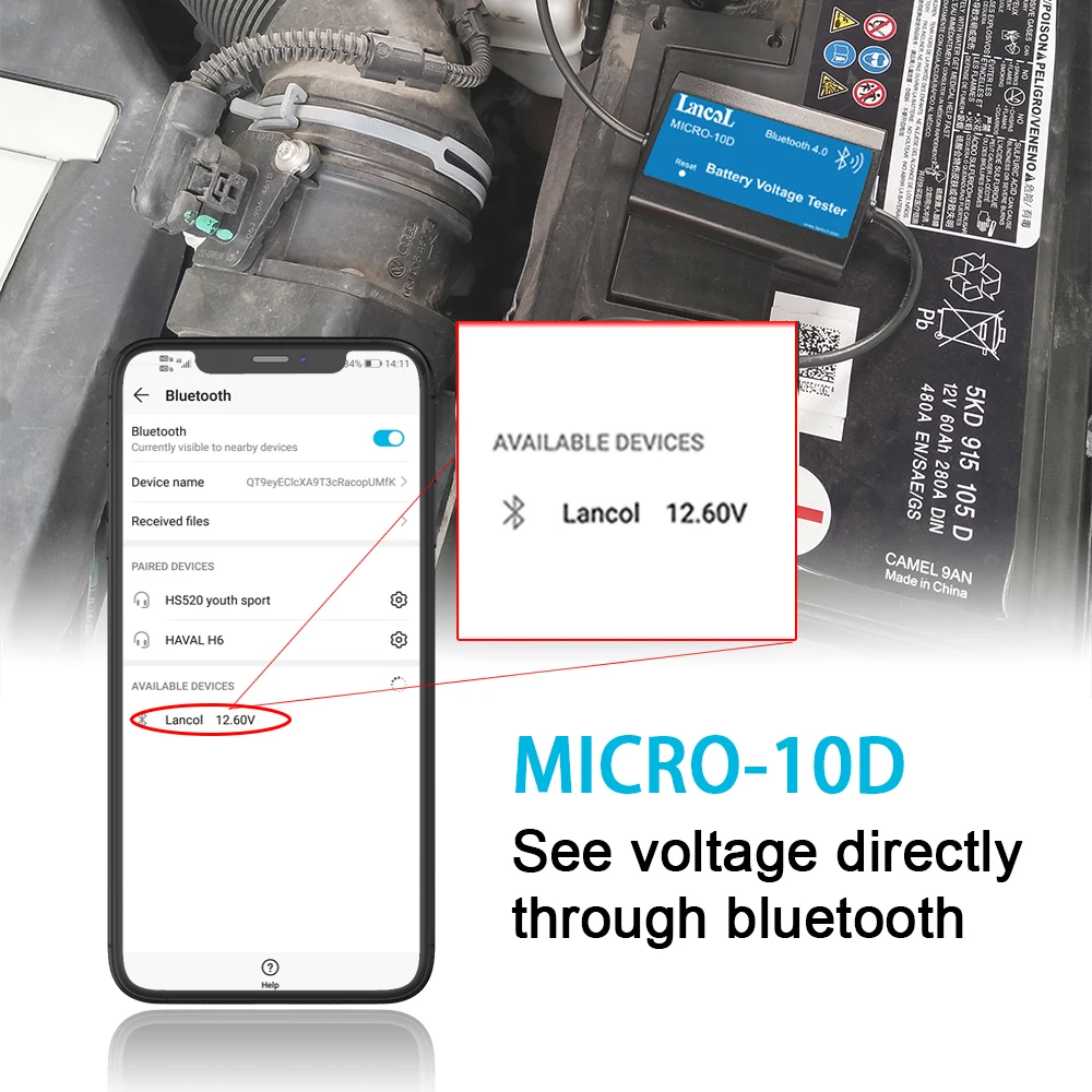 Lancol MICRO10D Car Voltage Tester Show Voltage Directly Digital Voltmeter Detector Tester for Car Motor