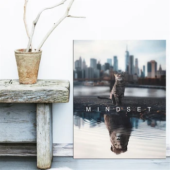 

mindset lion or cat Home Decor Wall Pictures For Living Room Canvas Painting Movie Poster Cuadros Modernos