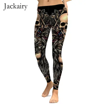 

Women Skull Leggings Sexy High Waist Sportwear Gym Fitness Leggings Elastic Slim Running Pants