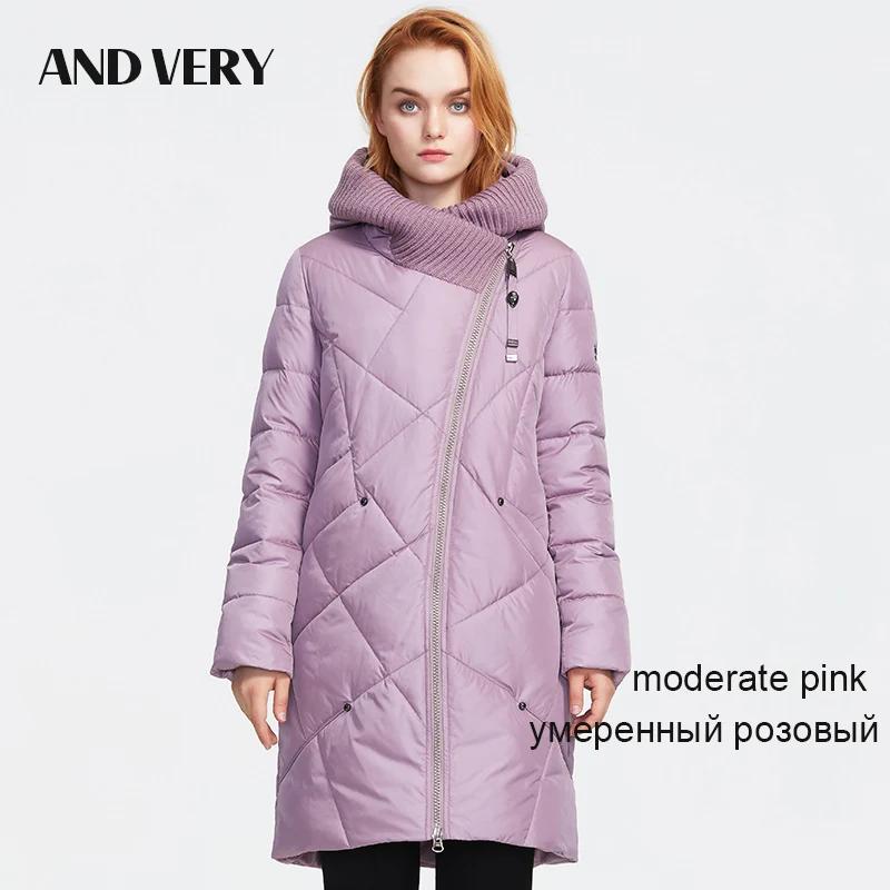 ANDVERY Зимняя новая коллекция пуховик женский модный стиль высокого качества с капюшоном плотное теплое хлопковое пальто для женщин 9906 - Цвет: moderate pink 131