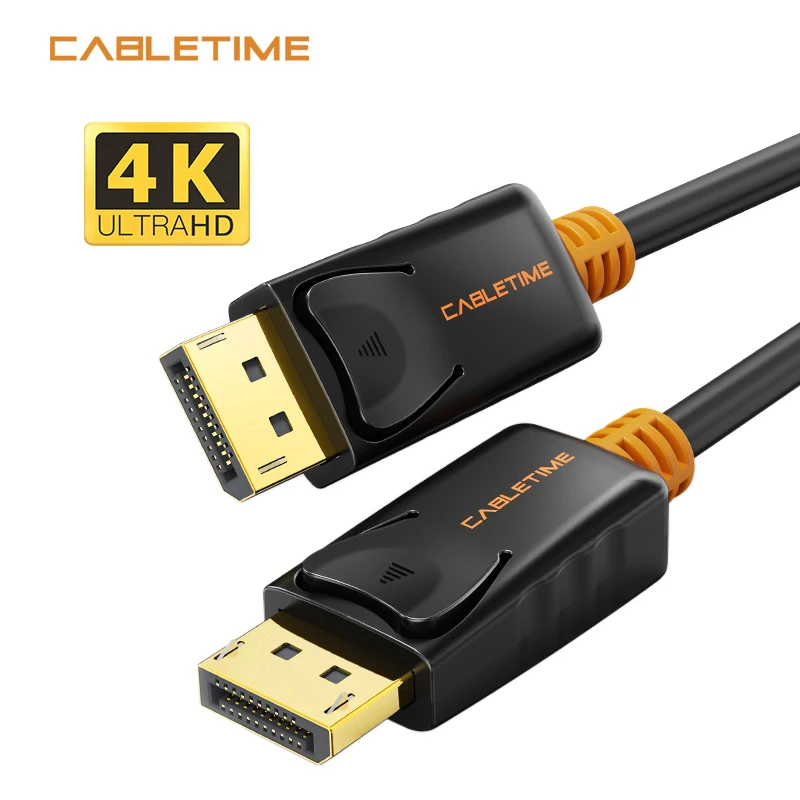 Cabletime Дисплей Порты и разъёмы Кабель 4 К 60 Гц DP кабель шнур адаптера 1.2 аудио видео 2