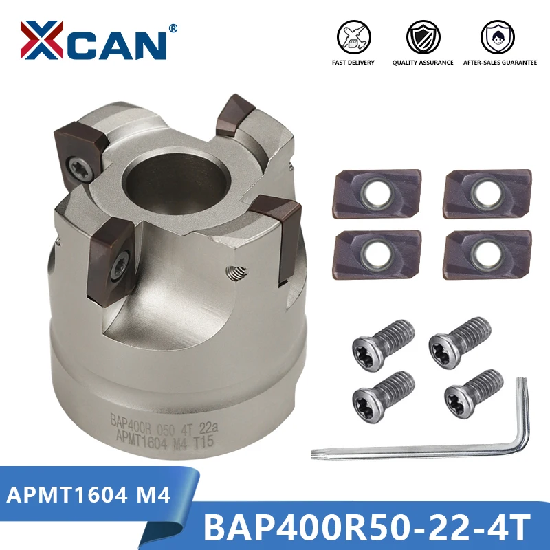 

XCAN BAP400R50-22-4T Lathe Milling Cutter With Carbide Insert APMT 1604 PDER- H2 Machining Slab Face Mill