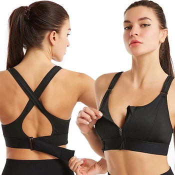 Sports Bra Women Sportswe Crop Sport Top Adjustable Belt Zipper Yoga Running Bras Push Up Vest Shockproof Underwear Gym Bralette 1