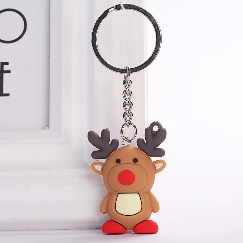 

Creative PVC Soft Cute Santa Claus Snowman Elk Keychain Lady Bag Christmas Keychain Car Alloy Pendant Jewelry Christmas Gift