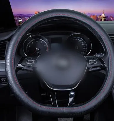 D10 Black red line Крышка рулевого колеса d-типа с плоским дном специальный всесезонный универсальный кожаный чехол на руль CD50 Q02 - Название цвета: D10 Black red line