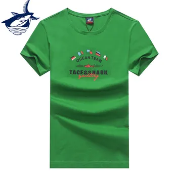 

Brand Tace & Shark Men's t-shirt 95% Cotton Breathable Summer Short Sleeve tshirt Blue White Green Color Casual t shirts for Men