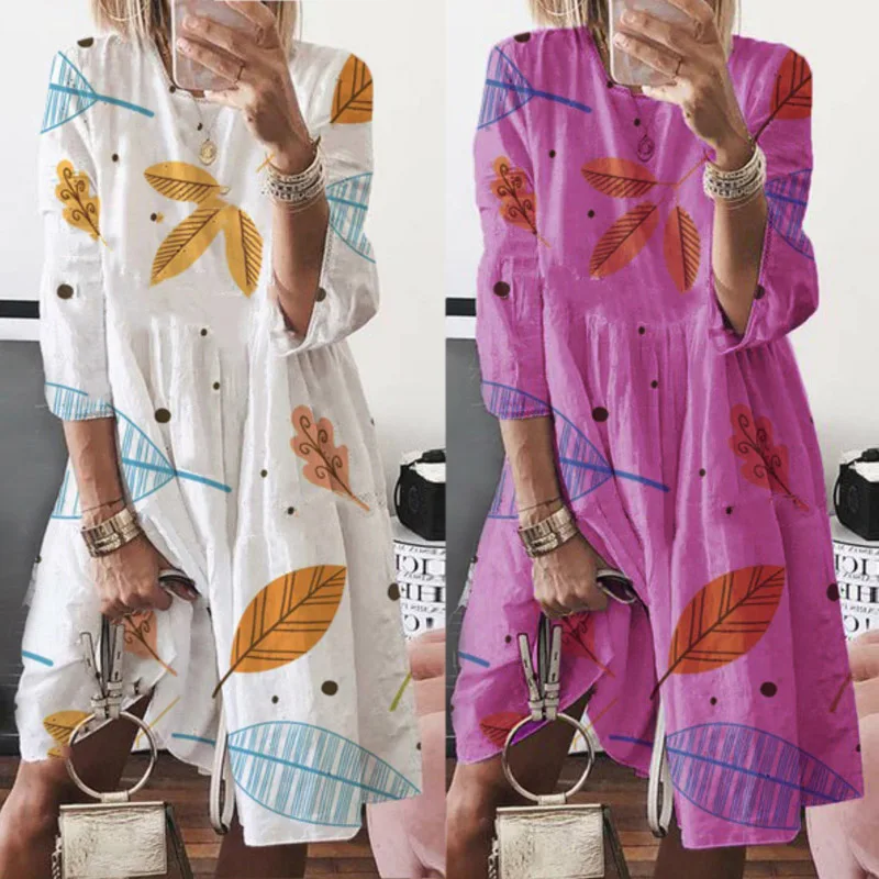 ZANZEA богемные женские повседневные свободные Vestidos мода Летний Пляжный сарафан негабаритный винтажный цветочный принт Длинные платья-рубашки