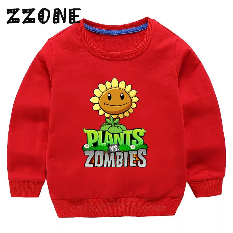 Children's Hoodies Kids Plants Vs Zombies Funny Cartoon Sweatshirts Baby Cotton Pullover Tops Girls Boys Autumn Clothes,KYT2404