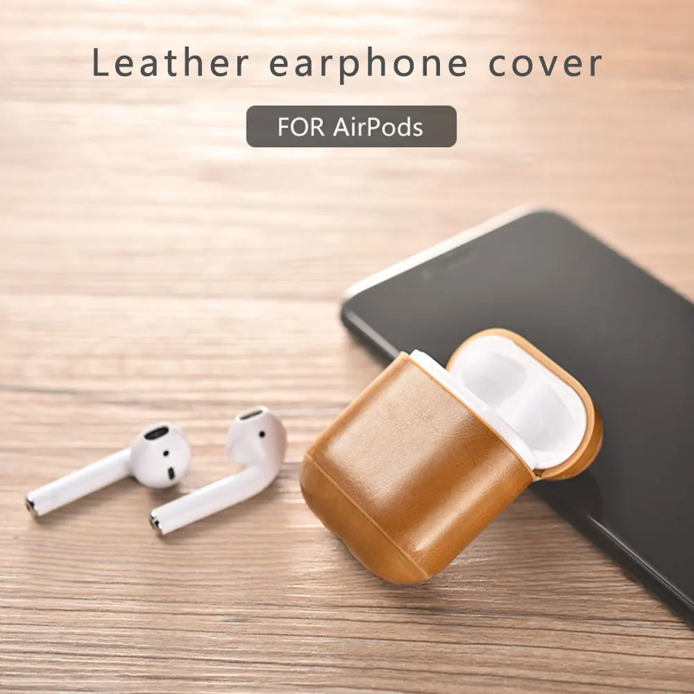 KISSCASE беспроводной Bluetooth чехол для наушников коробка Apple AirPods 1 2 натуральная кожа