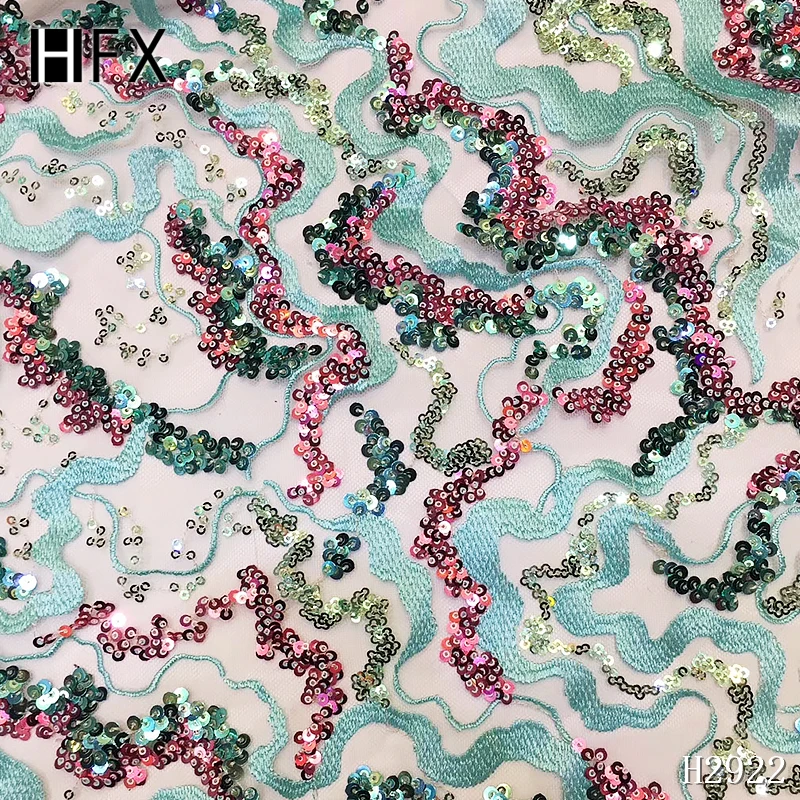 HFX тюль кружево с блестками Высокое качество Фиолетовый Вышивка Чистая блесток Ткань Многоцветный Тюль органза блестки кружева Вечерние X2922