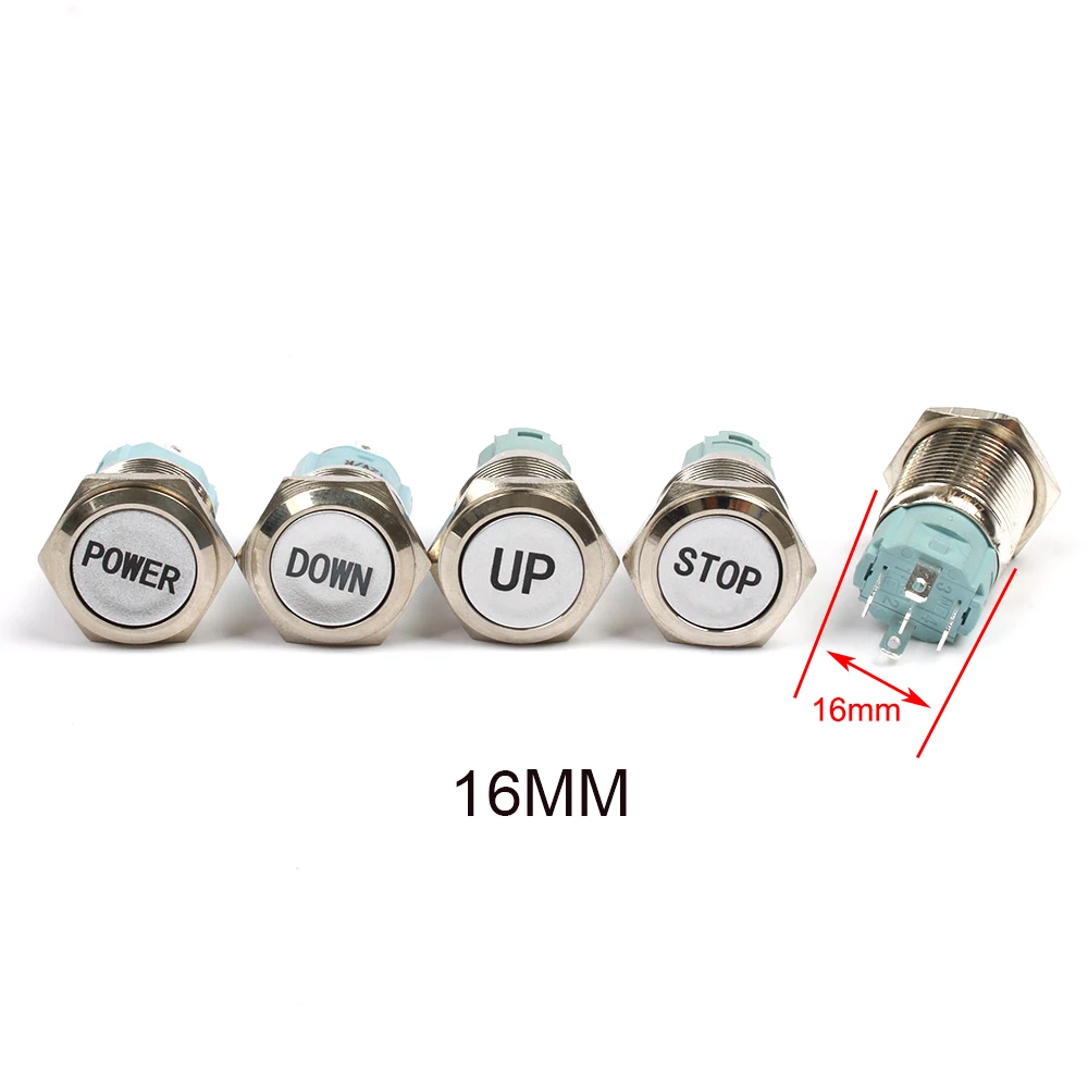 

16mm Customization button metal push button switch ring lamp flat round latching or Momentary direction UP STOP DOWN POWER 4.6