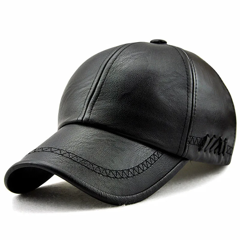 

Autumn And Winter New Style Men's Baseball Cap Stylish Leather European And American Fashion Simple Type Nursing Versatile Baseb