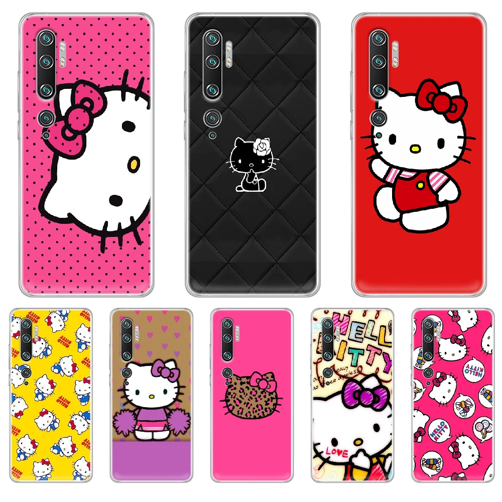 

Cartoons hello--kitty lovely Cat Phone Case cover hull For XIAOMI MI 3 4 5 5X 8 9 10 se max pro a2 9T note lite transparent