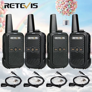 

4pcs Retevis RT15 Mini Walkie Talkie Portable Two Way Radio 2W UHF Handsfree USB Charging Transceiver Communicator Walkie Talkie