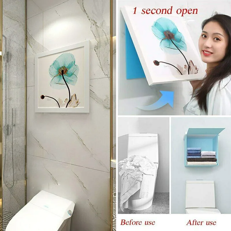 

Shower Clothes Storage Cabinet Foldable Shelf Mural Punch-free Organizer Bathroom Decor 2019ing