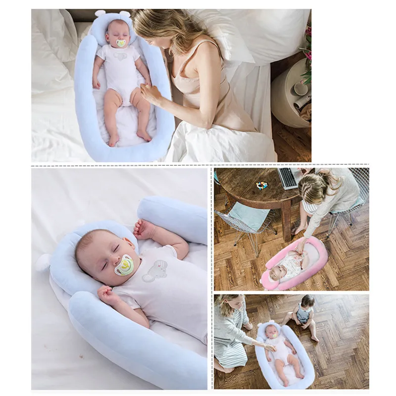 87*45*8cm Baby Infant Bed Nest Baby Cribs Portable Newborn Travel Safe Sleep Pad Bed Cotton Cradle Baby Bedding Bumper