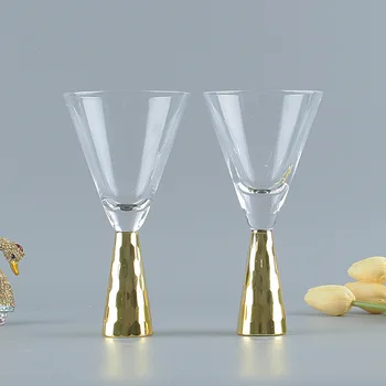 

Gold goblet champagne glass crystal red wine goblet red wine cup suit wine cup bubble glass gold edge