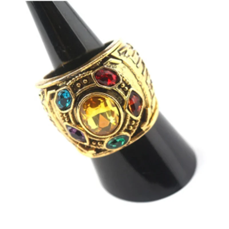 Six Colorful Stone Setting Ring Golden Color Band   Ring For Cosplay Finger Accessories Luxury Design Hand Embellish Wholesale