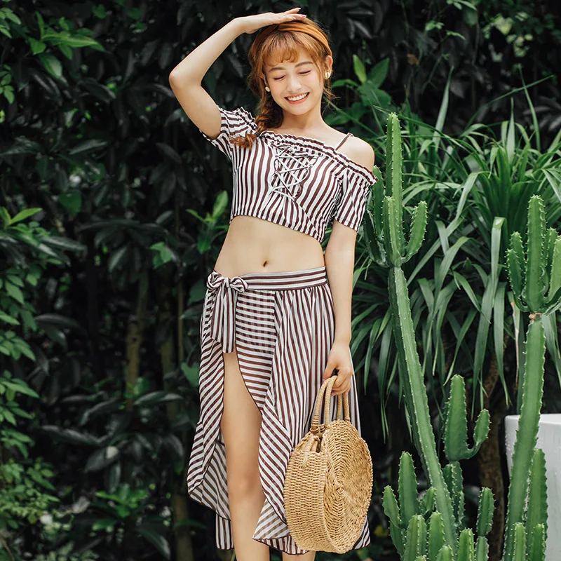

Korean-style Sports Bathing Suit Women's Slimming Large Size Small Bust Gathering Swimwear Summer New Products-Sports Sun-resist
