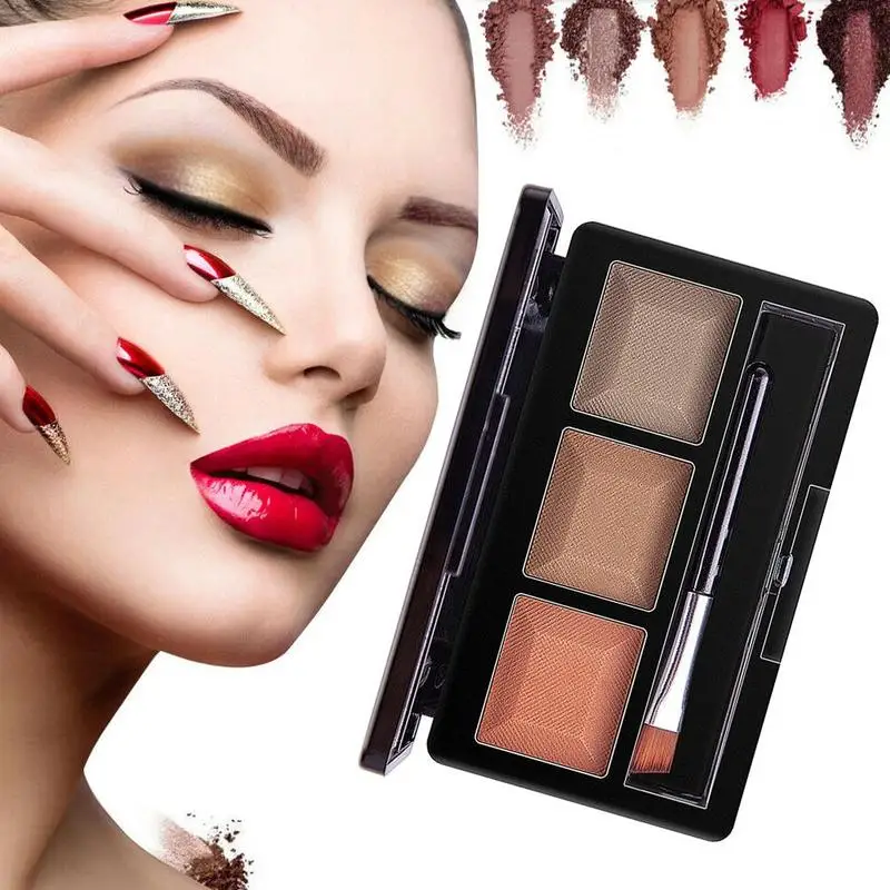 1Pc Eyebrow Powder Palette Cosmetic Brand Eye Brow Enhancer Professional Waterproof Makeup Eye Shadow With Brush Mirror Box