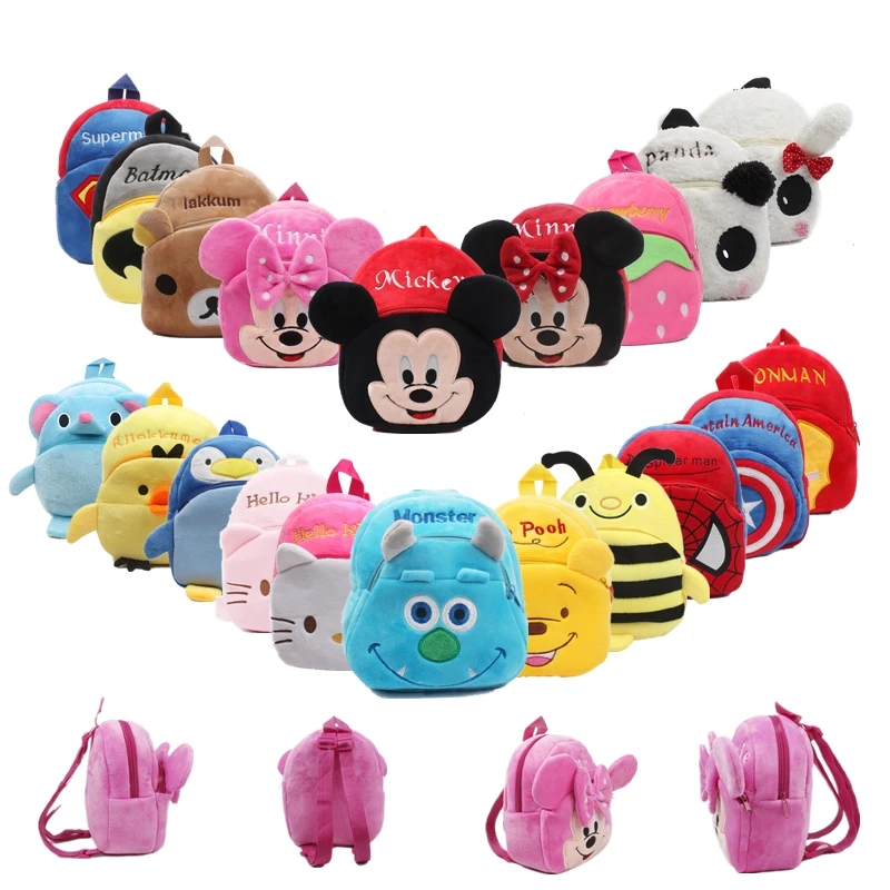 Disney Mickey Stitch Cute Cartoon Kids Plush Backpack Toys Mini School Bag Children's Gifts Boy Girl Baby Student Bags Wallet 50pc 13mm mini metal slides tri glides wire formed roller pin buckles strap slider adjuster for bags garment leather accessories