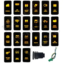Interrupteur à bouton poussoir Led Orange avec connecteur de câblage, pour Toyota FJ Cruiser Toyota Landcruiser Prado 3amp 12V